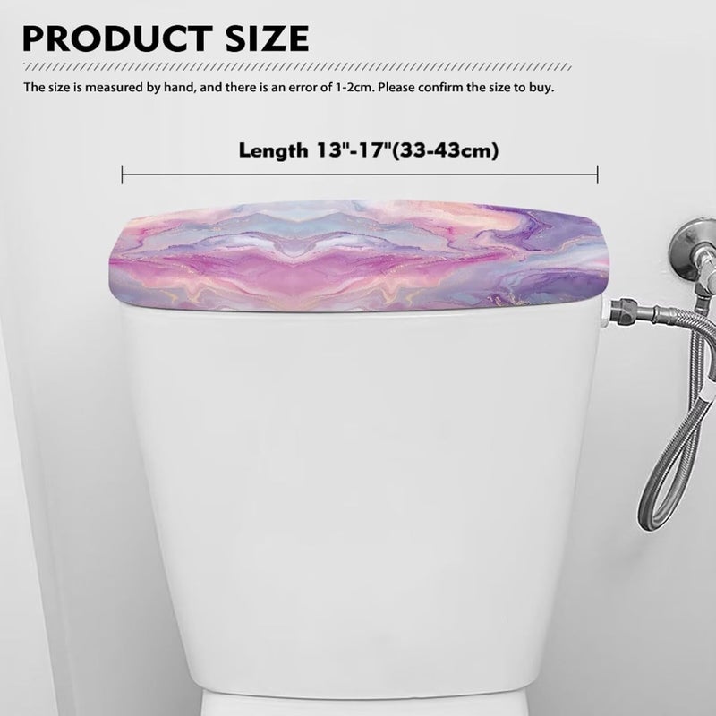 Tesivruno Marble Print Toilet Tank Lid Cover with Elastic Edge, Stain-Proof Decorative Cover for Bathroom, Fits Most Standard Toilets Tanks, Pink Violet - Image 5